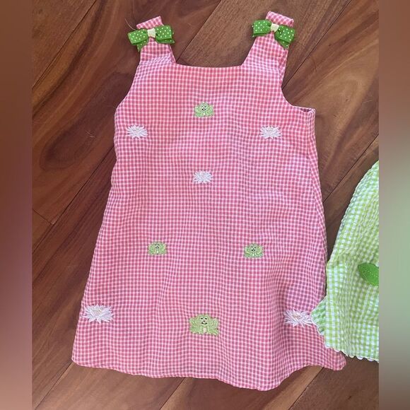 Bonnie Jean Dress Girls Pink Gingham And Frog Dress size 18 months - Picture 1 of 6